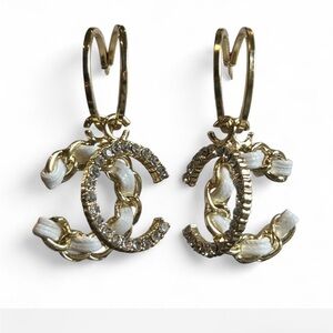 Gold and white  & Gold Fashion Jewelry CC earrings #Cc #LuxuryJeweller